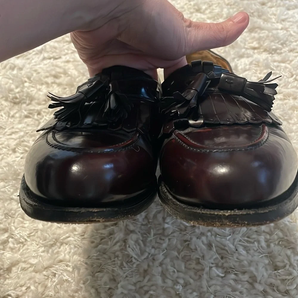 Johnston & Murphy Men Slip On Loafers Size 10 Pinch Tassles Dark Cherry Leather
